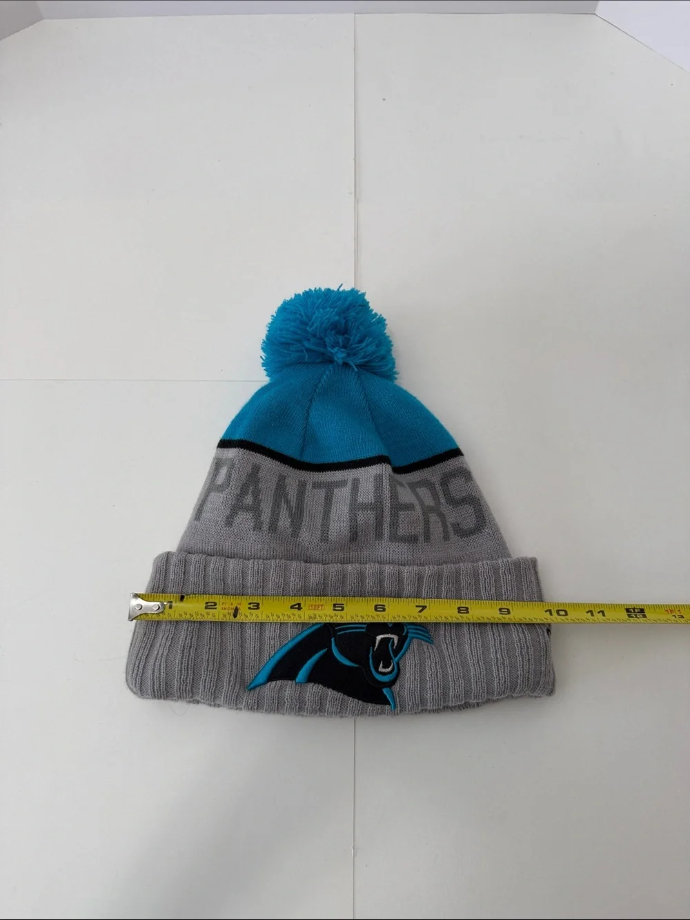 New Era Carolina Panthers NFL Gray and Teal Pom Beanie